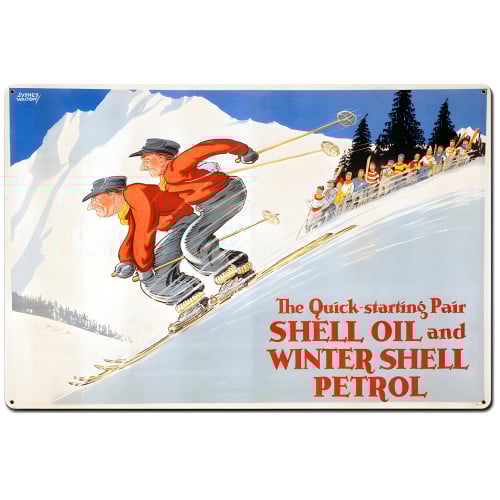 The Quick Starting Pair Shell Oil Ski Metal Sign - 36" x 24"