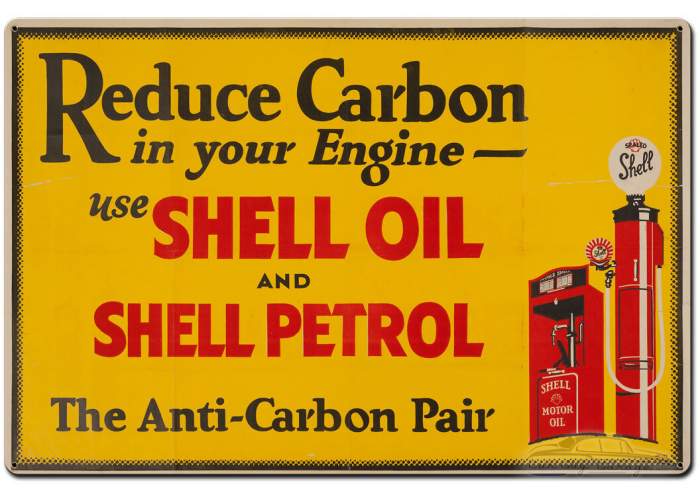 Reduce Carbon Shell Oil Petrol Metal Sign - 36" x 24"