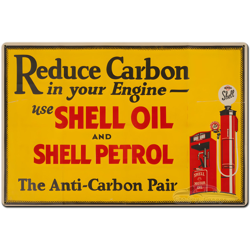 Reduce Carbon Shell Oil Petrol Metal Sign - 36" x 24"