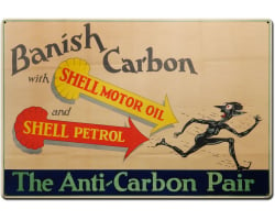Banish Carbon Shell Motor Oil Metal Sign - 36" x 24"