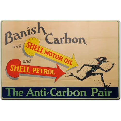 Banish Carbon Shell Motor Oil Metal Sign - 36" x 24"