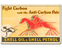 Shell Oil Petrol Fight Carbon Metal Sign - 36" x 24"