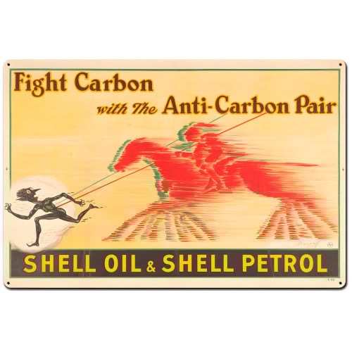 Shell Oil Petrol Fight Carbon Metal Sign - 36" x 24"