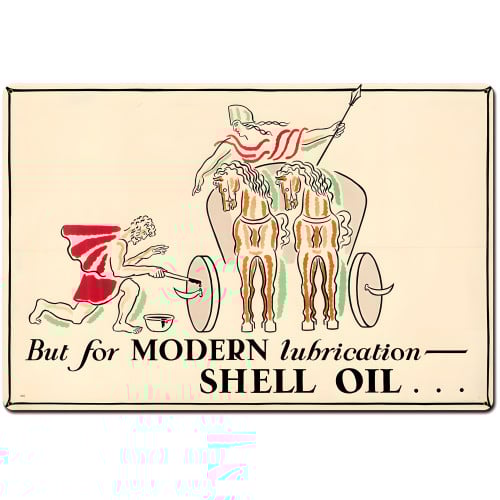 But Modern Lubrication Shell Oil Metal Sign - 36" x 24"