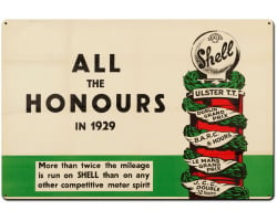 Shell All the Honours 1929 Metal Sign - 36" x 24"
