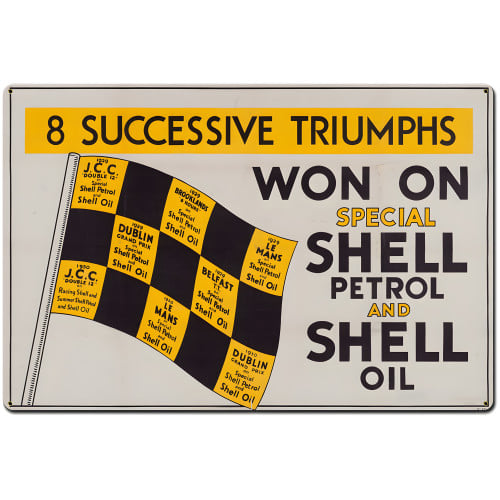Won on Shell Petrol Oil Metal Sign - 36" x 24"