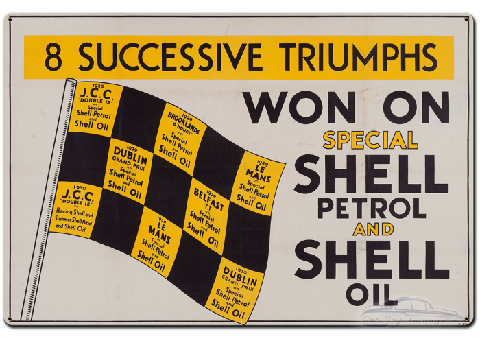 Won on Shell Petrol Oil Metal Sign - 36" x 24"