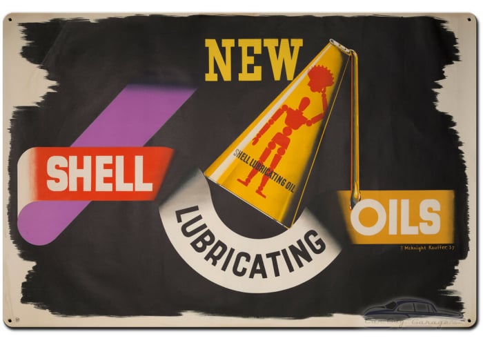 New Shell Lubricating Oil Metal Sign - 36" x 24"