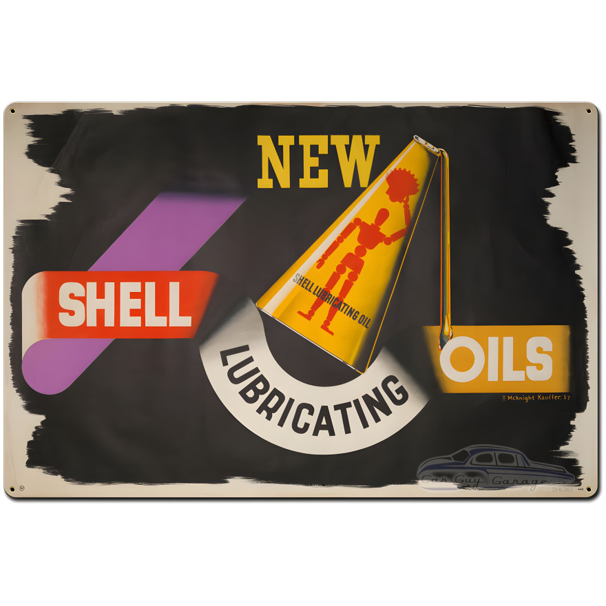 New Shell Lubricating Oil Metal Sign - 36" x 24"