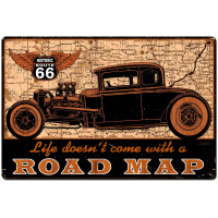 Road Map Metal Sign - 36" x 24"