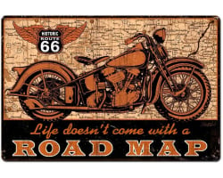 Road Map Bike Metal Sign - 36" x 24"