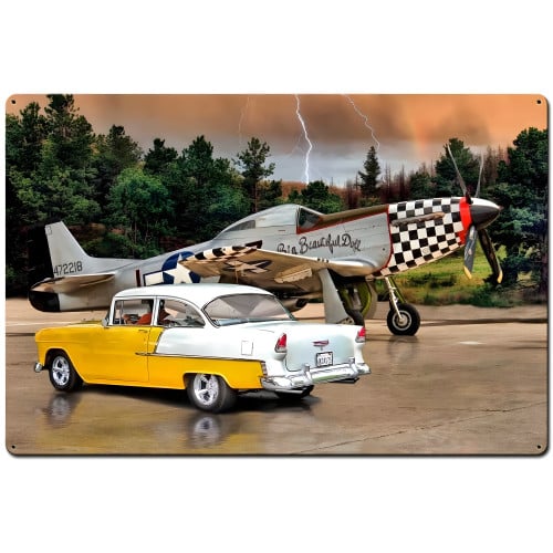 Mustang and Chevy Metal Sign - 36" x 24"