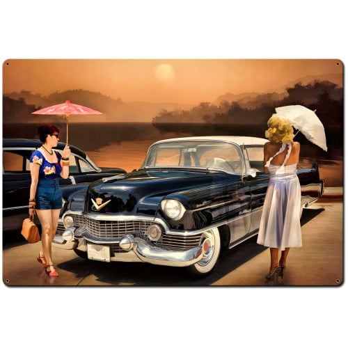 Women Love the Cadillac Philosophy Metal Sign - 36" x 24"