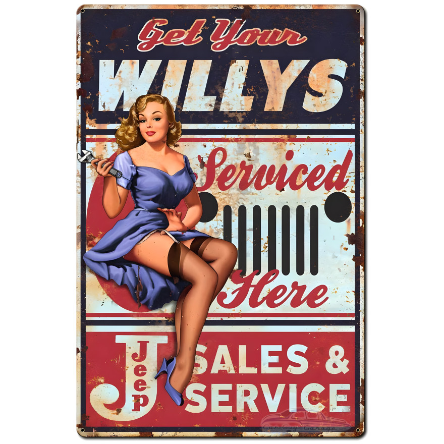Willy's Services Metal Sign - 24" x 36"
