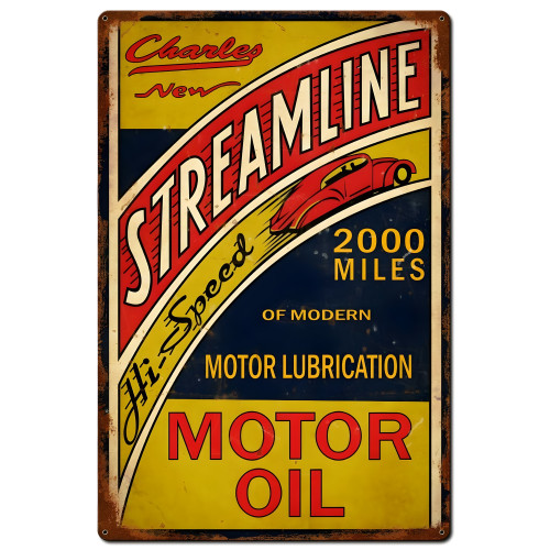 Streamline Motor Oil Metal Sign - 24" x 36"