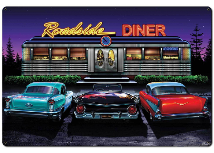 Roadside Diner Metal Sign - 36" x 24"