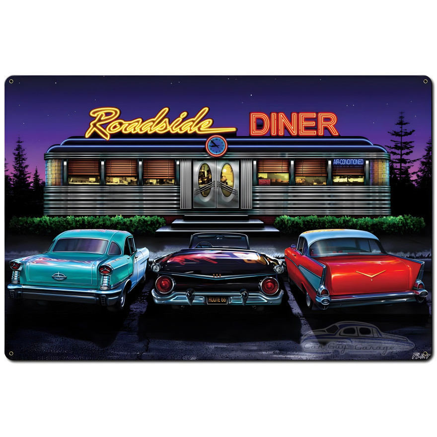 Roadside Diner Metal Sign - 36" x 24"