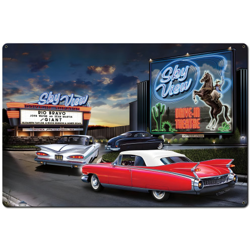 Skyview Drive-In Metal Sign - 36" x 24"