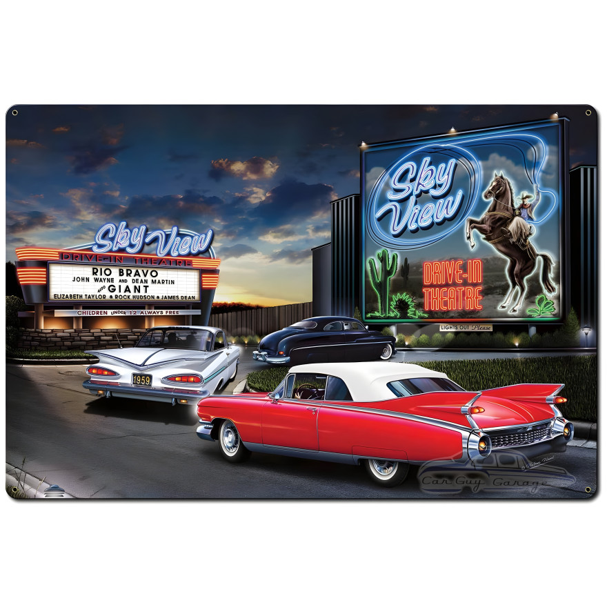 Skyview Drive-In Metal Sign - 36" x 24"