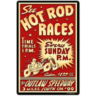 1950's Hot Rod Races Metal Sign - 24" x 36"