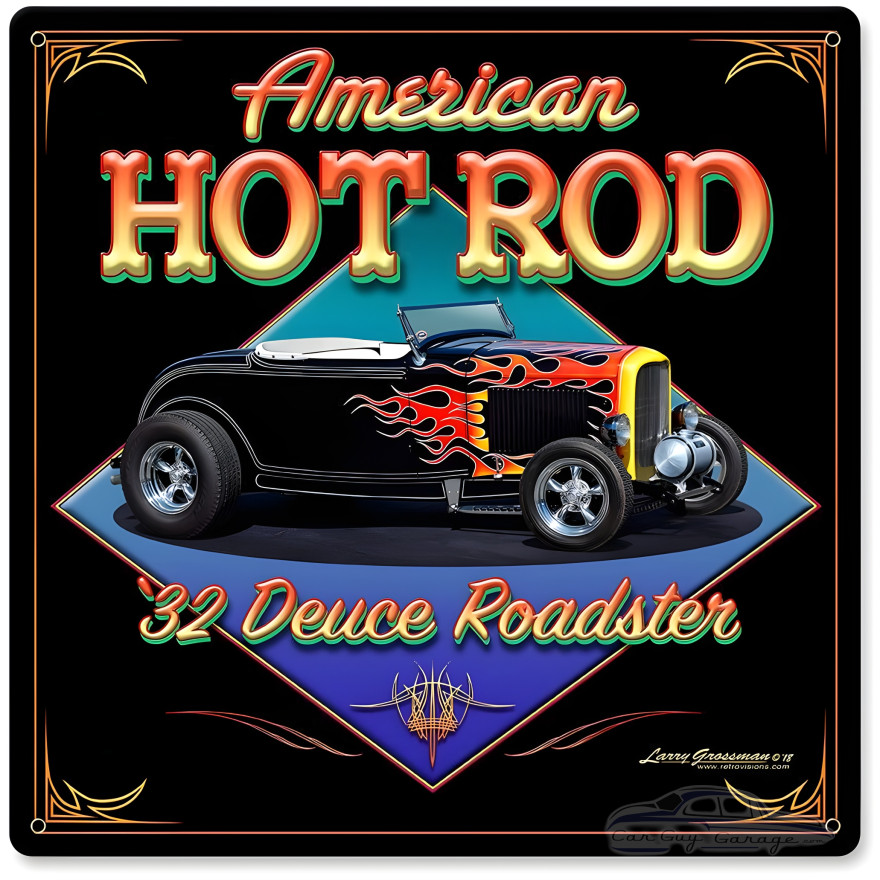 American Hot Rod '32 Metal Sign - 28" x 28"