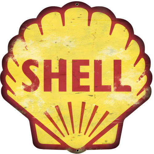 Shell Grunge Metal Sign - 28" x 28" Custom Shape