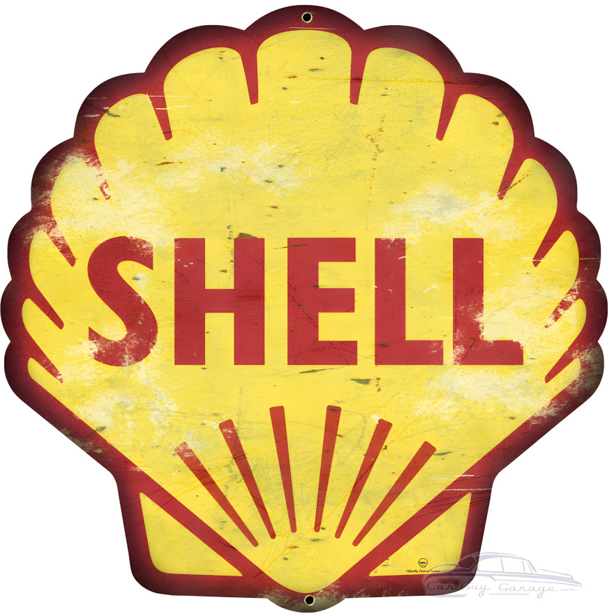 Shell Grunge Metal Sign - 28" x 28" Custom Shape