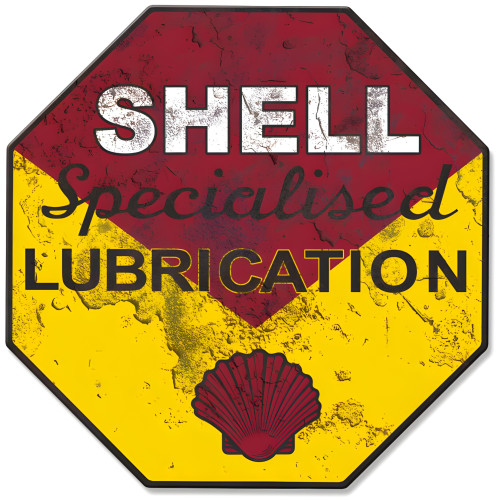 Shell Specialized Grunge Metal Sign - 28" x 28" Custom Shape