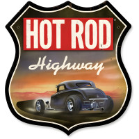 Hot Rod Highway Metal Sign - 28" x 28" Custom Shape
