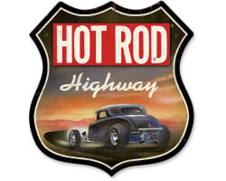 Hot Rod Highway Metal Sign - 28" x 28" Custom Shape