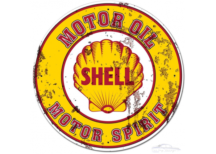 Shell Motor Oil Gasoline Grunge Metal Sign - 28" x 28"