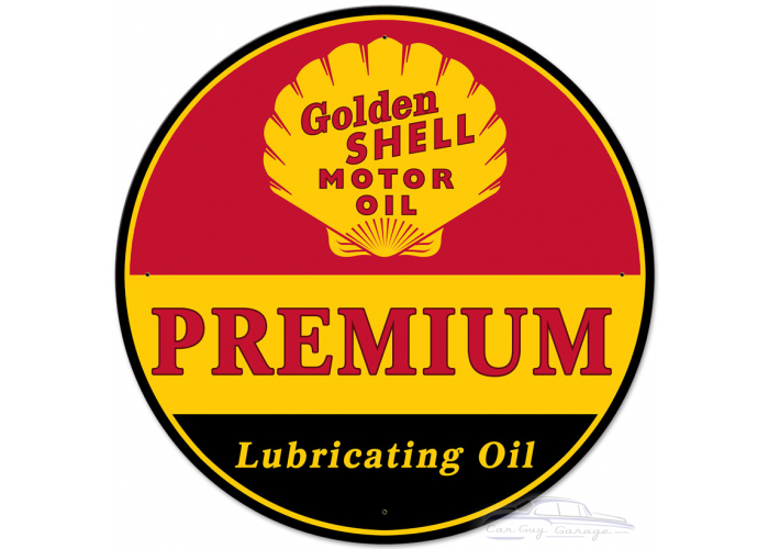 Golden Shell Motor Oil Premium Lubricating Metal Sign