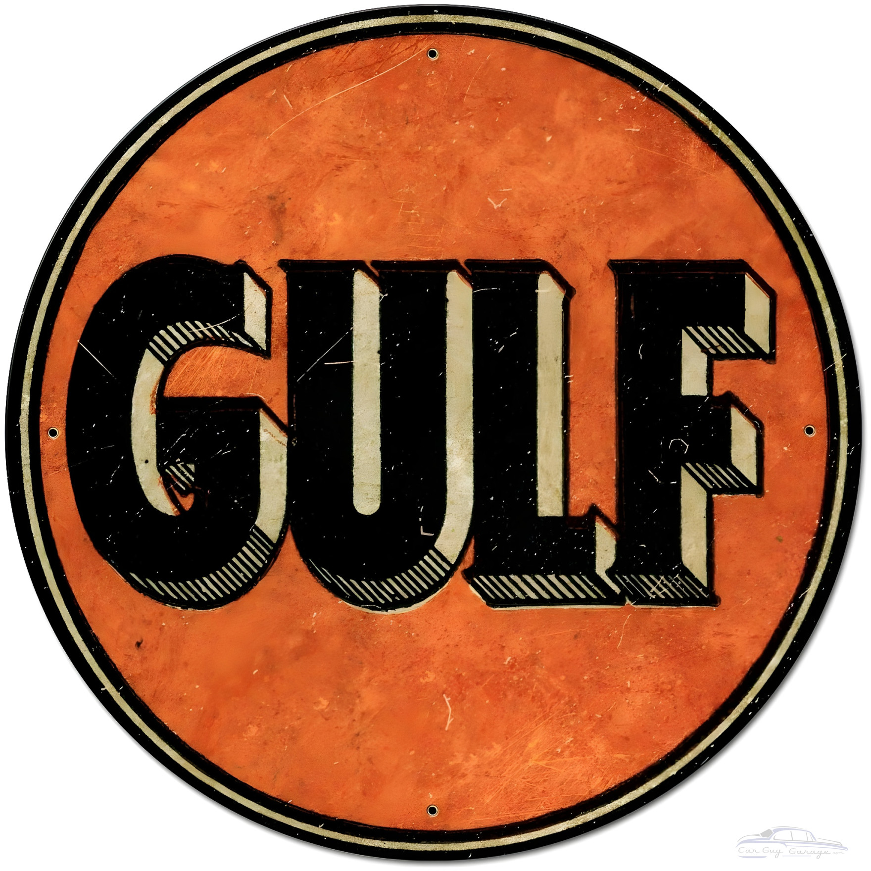 Gulf Oil Metal Sign - 28 Inch Round Garage Art