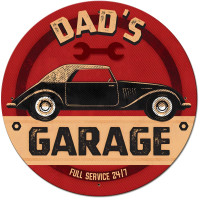 Dad's Garage Metal Sign - 28" Round