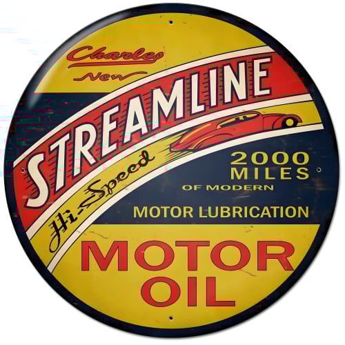 Streamline Motor Oil Metal Sign - 28" Round