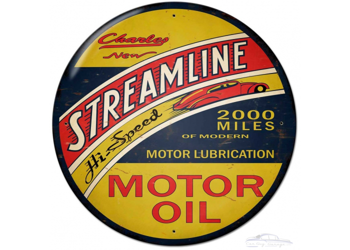Streamline Motor Oil Metal Sign - 28" Round