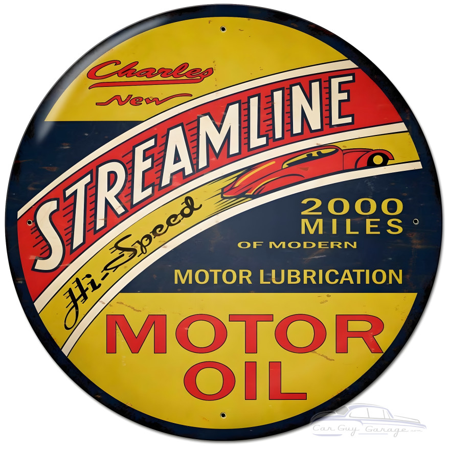 Streamline Motor Oil Metal Sign - 28" Round
