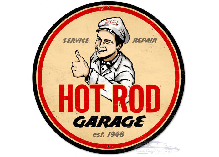 Hot Rod Garage Metal Sign - 28" Round