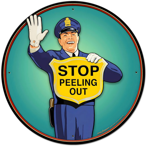 Guard No Peeling Out Metal Sign - 28" Round