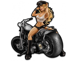 Motorcycle Girl Metal Sign - 29" x 32"