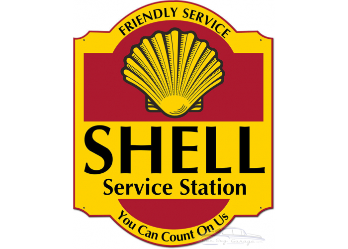 Friendly Service Shell Service Station Metal Sign - 30" x 24"