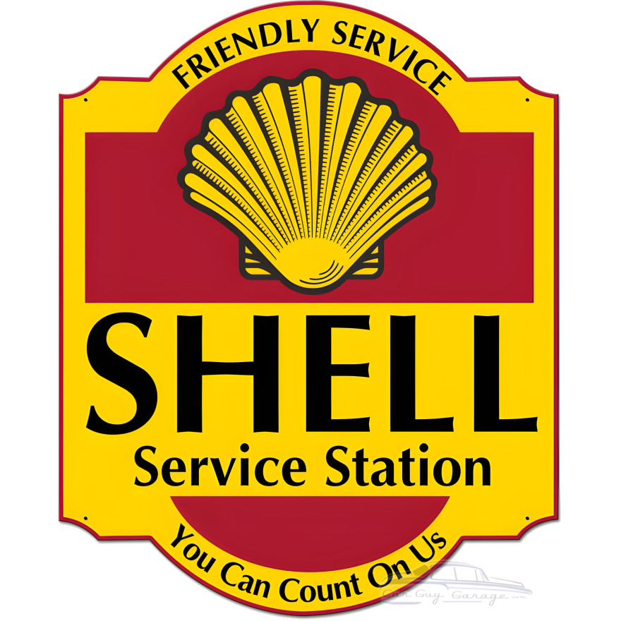 Friendly Service Shell Service Station Metal Sign - 30" x 24"