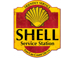 Friendly Service Shell Service Station Grunge Metal Sign - 30" x 24"