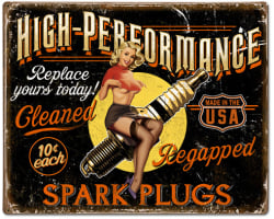 Spark Plug High Performance Metal Sign