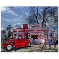 Red Heart Diner Metal Sign - 30" x 24"