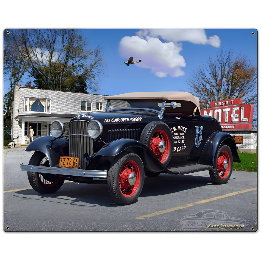 1932 Roadster at Jake's Metal Sign - 30" x 24"