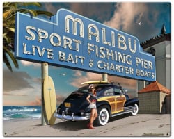 Malibu Pier Metal Sign - 30" x 24"