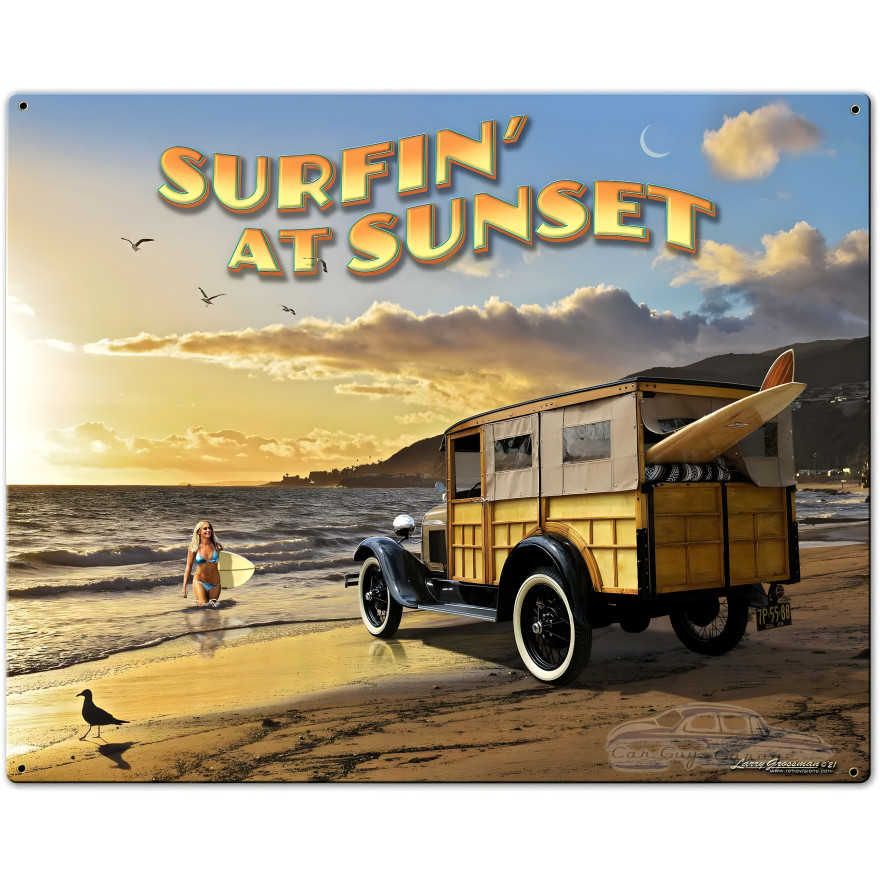 1929 Woody at Sunset Sign - 30" x 24"