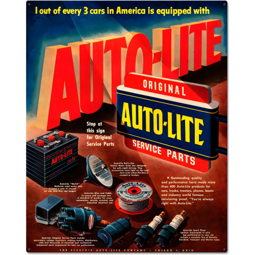 Auto Lite Custom Shape Metal Sign - 24" x 30"