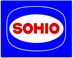 Sohio Blue 30 x 24 Custom Shape Metal Sign